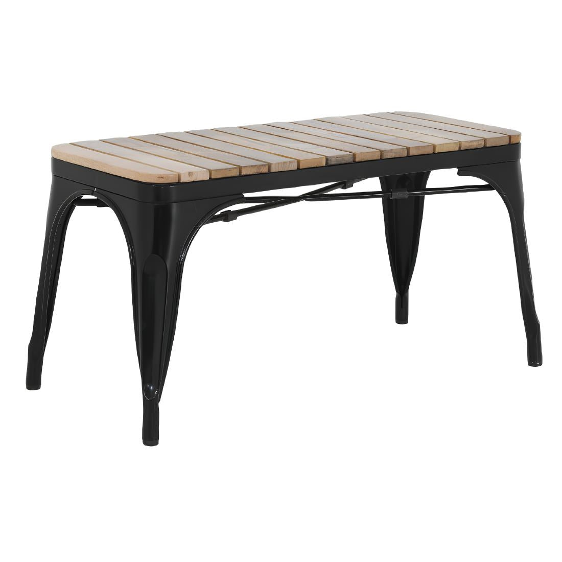HZ816 Bolero Bistro Indoor Bench Slatted Mango Wood Top Black 850x370mm (Set 2)