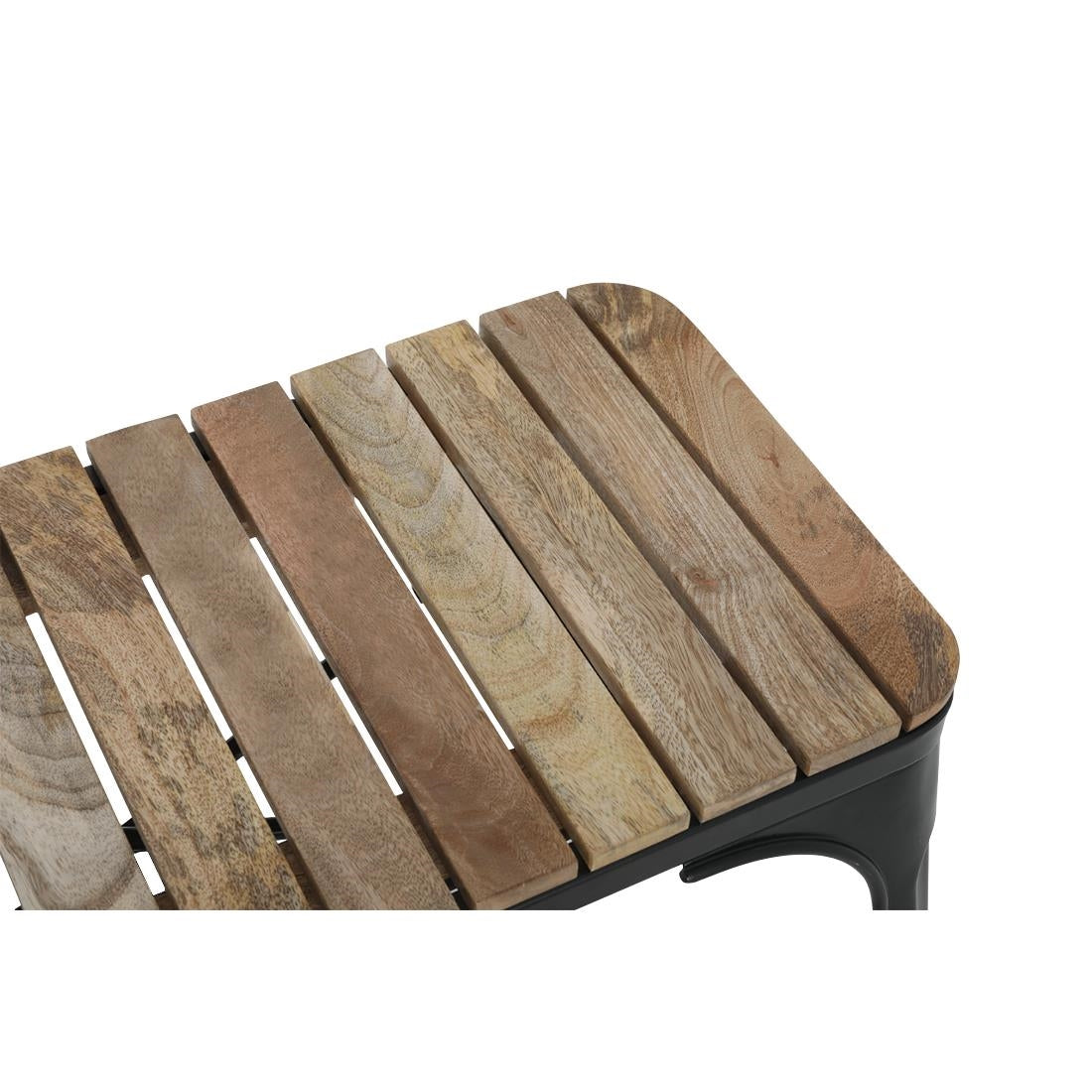 HZ816 Bolero Bistro Indoor Bench Slatted Mango Wood Top Black 850x370mm (Set 2)