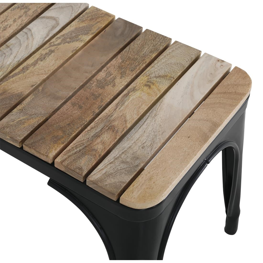 HZ816 Bolero Bistro Indoor Bench Slatted Mango Wood Top Black 850x370mm (Set 2)