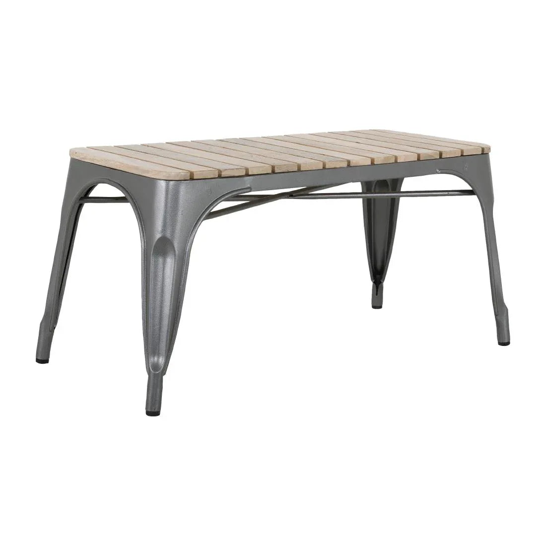 HZ817 Bolero Bistro Indoor Bench Slatted Mango Wood Top Gun Metal 850x370mm (Set 2)