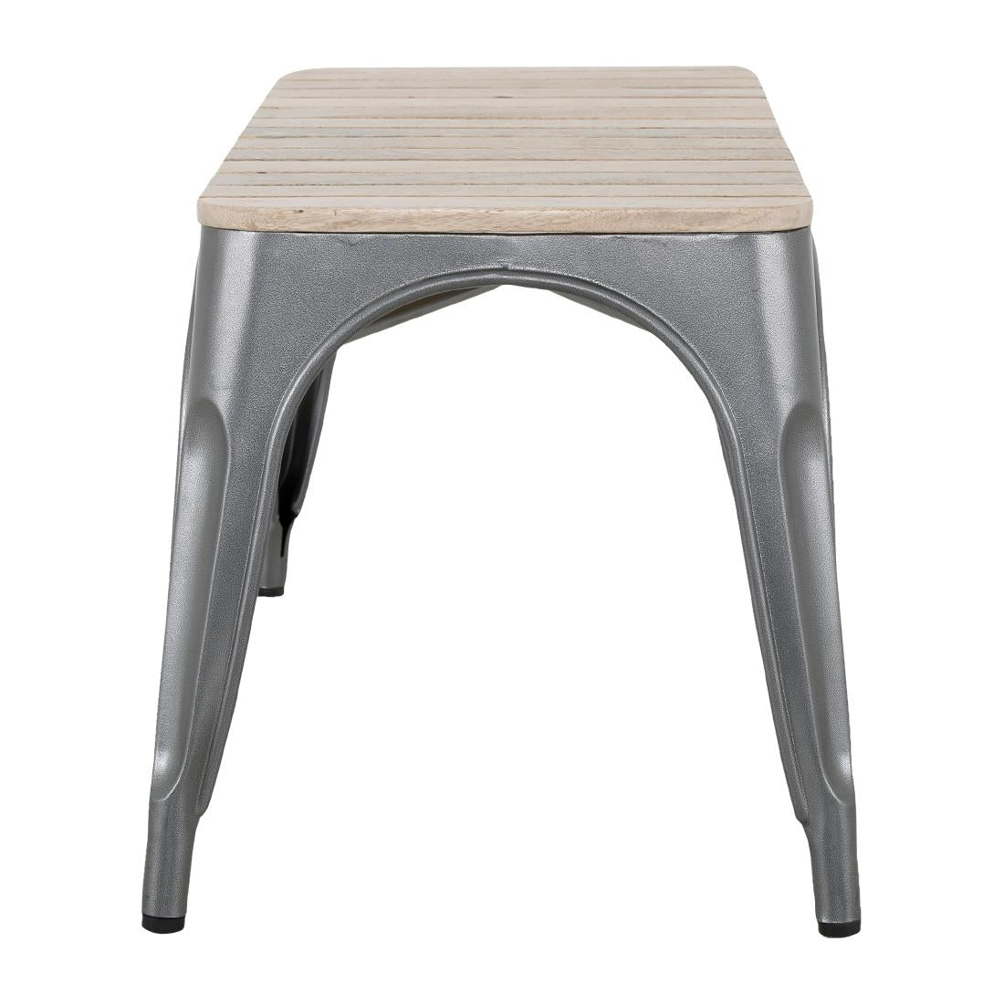 HZ817 Bolero Bistro Indoor Bench Slatted Mango Wood Top Gun Metal 850x370mm (Set 2)