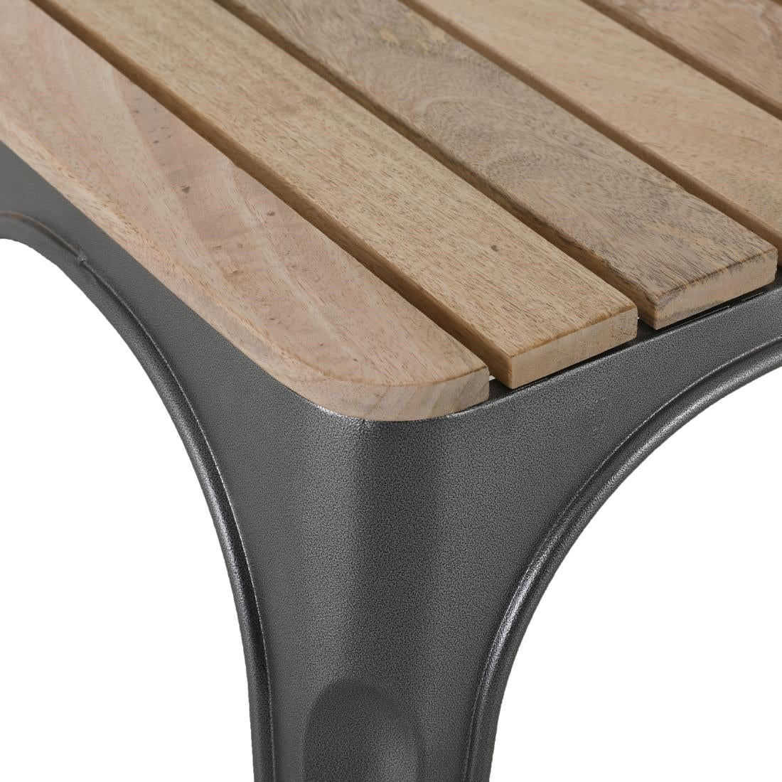 HZ817 Bolero Bistro Indoor Bench Slatted Mango Wood Top Gun Metal 850x370mm (Set 2)