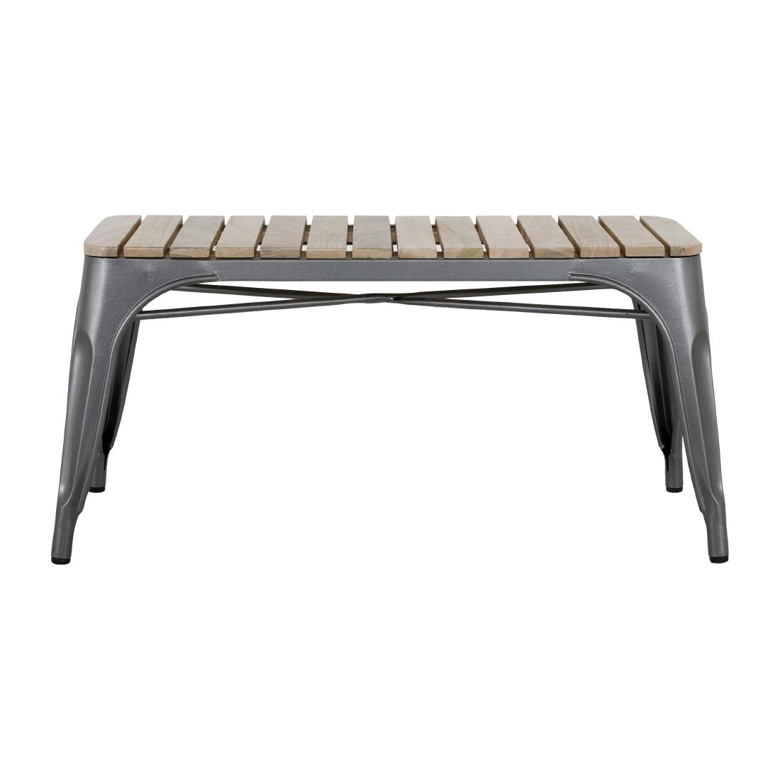 HZ817 Bolero Bistro Indoor Bench Slatted Mango Wood Top Gun Metal 850x370mm (Set 2)