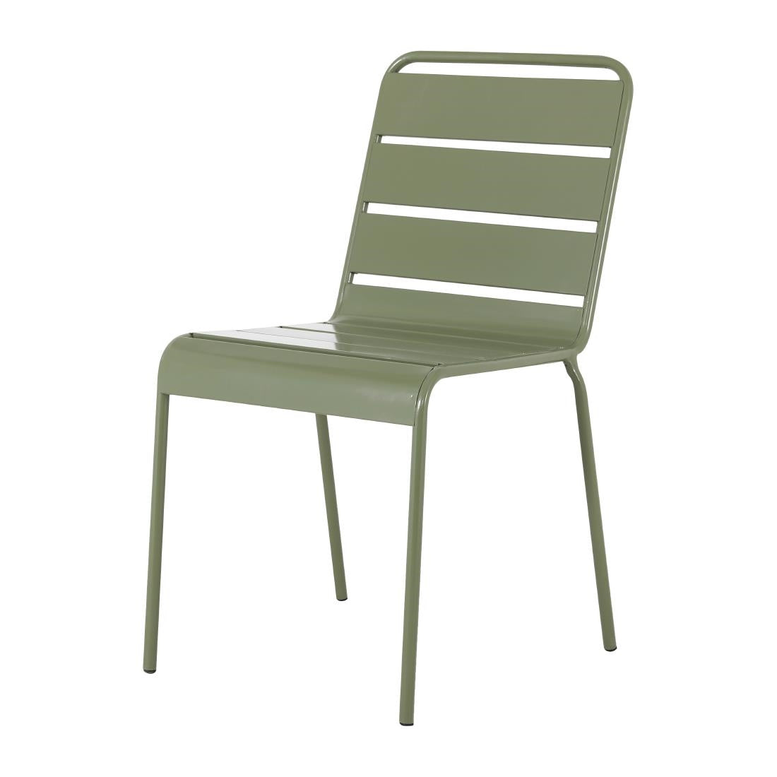 HZ818 Bolero Amalfi Slatted Steel Side Chairs Olive Green (Set 4)