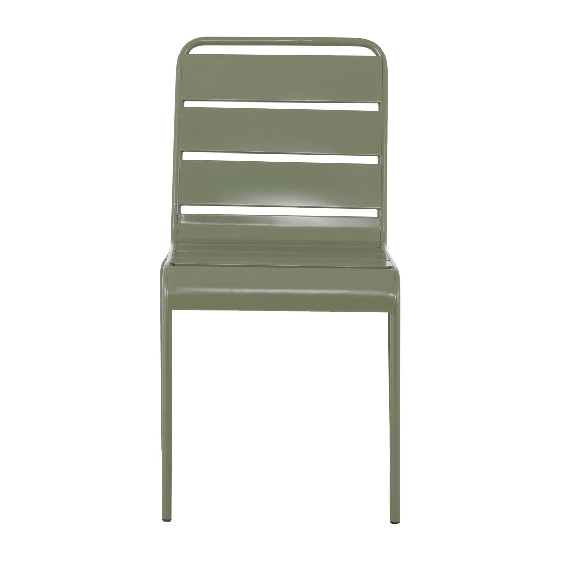 HZ818 Bolero Amalfi Slatted Steel Side Chairs Olive Green (Set 4)