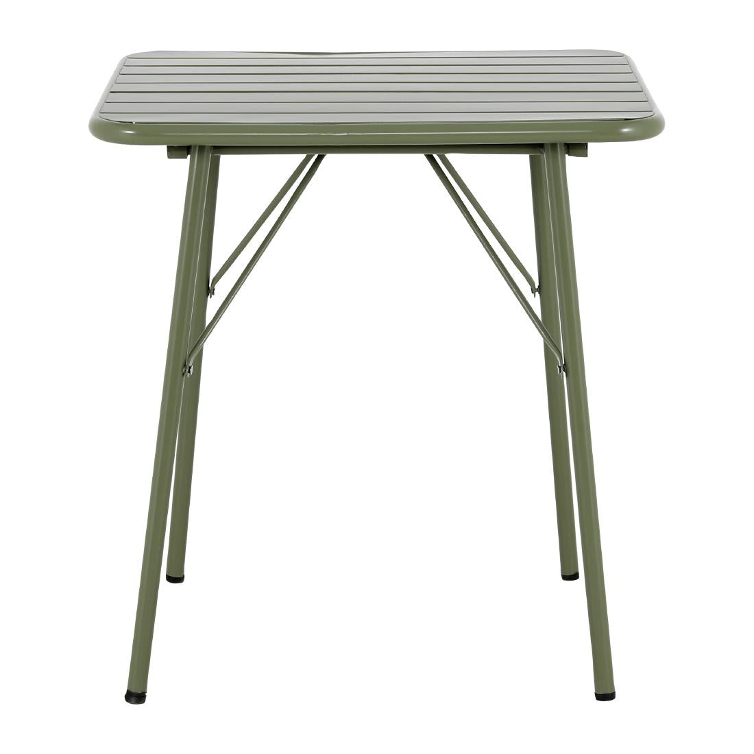 HZ820 Bolero Amalfi Slatted Steel Folding Table Olive Green 700mm