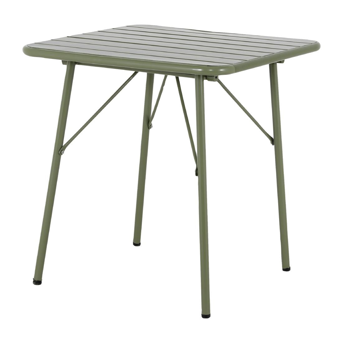 HZ820 Bolero Amalfi Slatted Steel Folding Table Olive Green 700mm