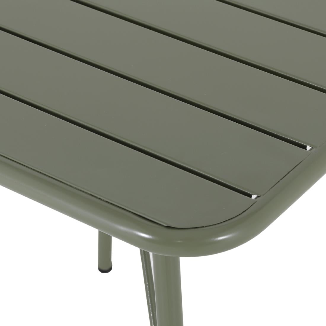 HZ820 Bolero Amalfi Slatted Steel Folding Table Olive Green 700mm