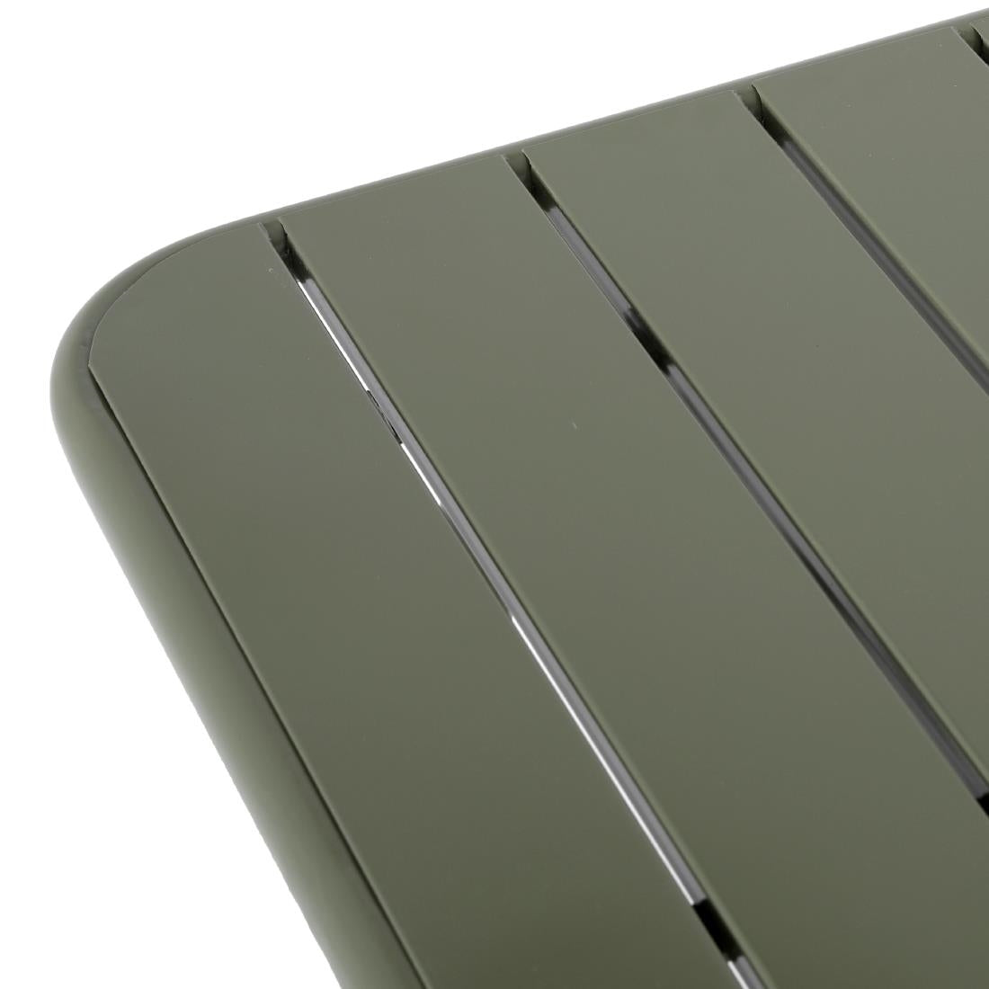 HZ820 Bolero Amalfi Slatted Steel Folding Table Olive Green 700mm