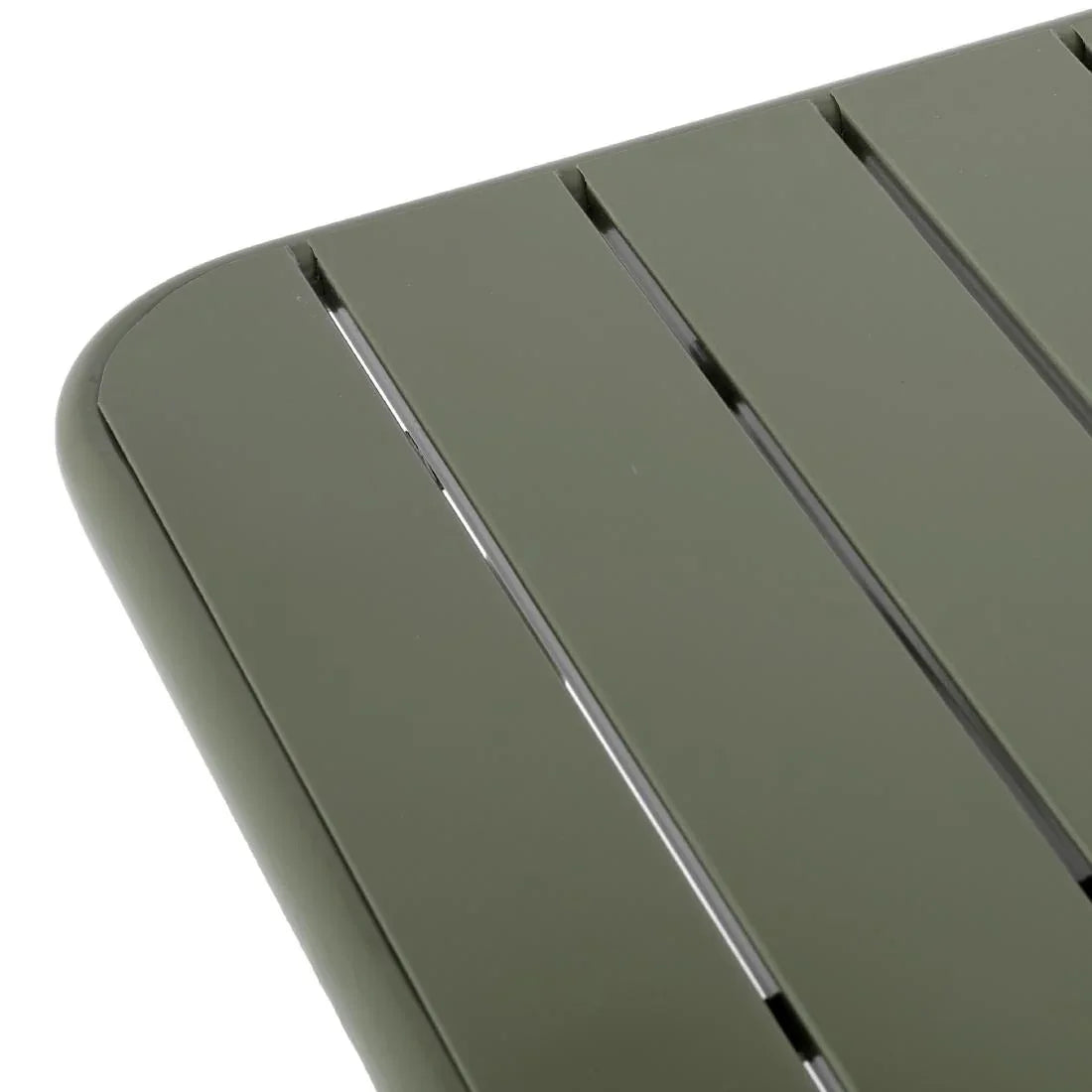 HZ820 Bolero Amalfi Slatted Steel Folding Table Olive Green 700mm