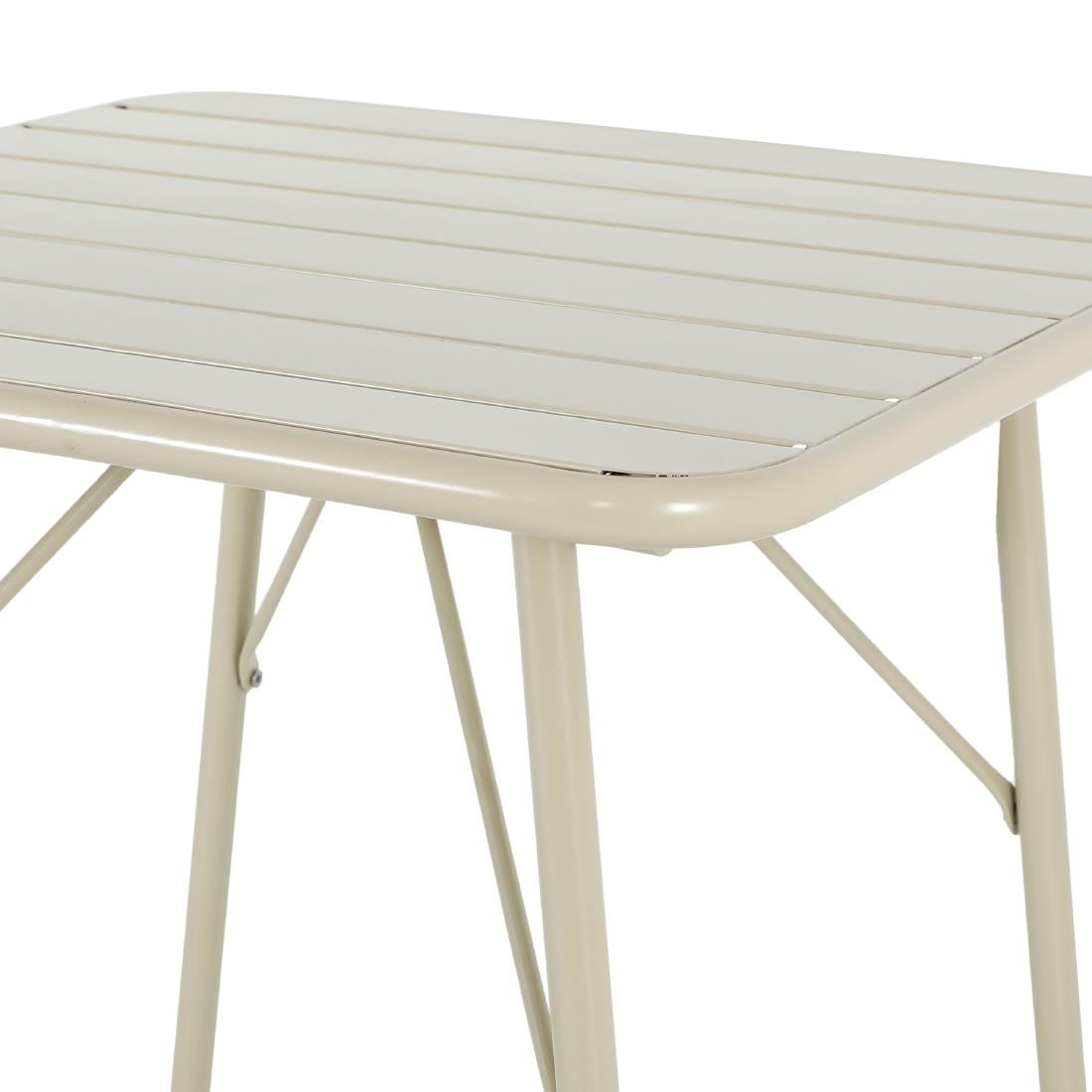 HZ821 Bolero Amalfi Slatted Steel Folding Table Taupe 700mm