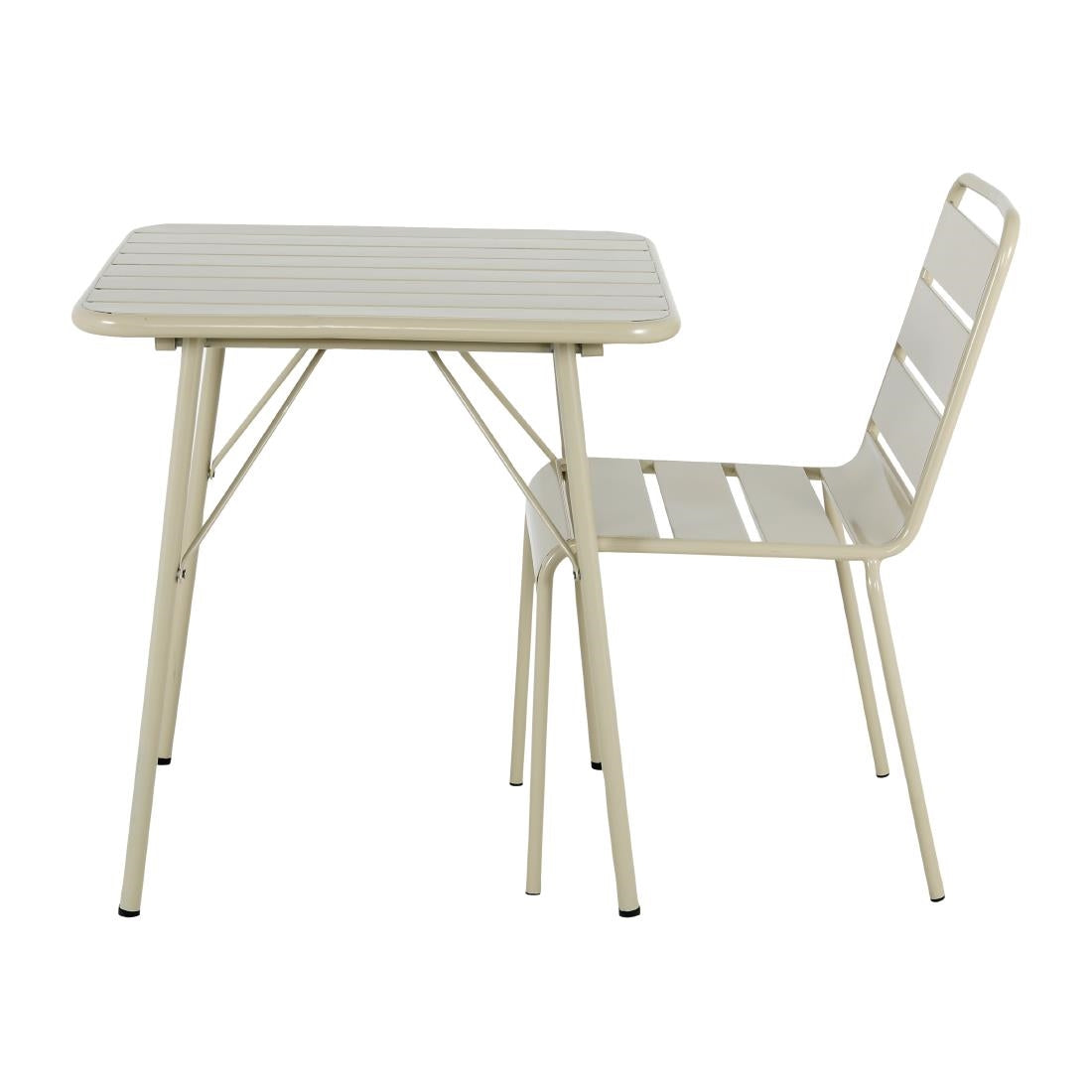 HZ821 Bolero Amalfi Slatted Steel Folding Table Taupe 700mm
