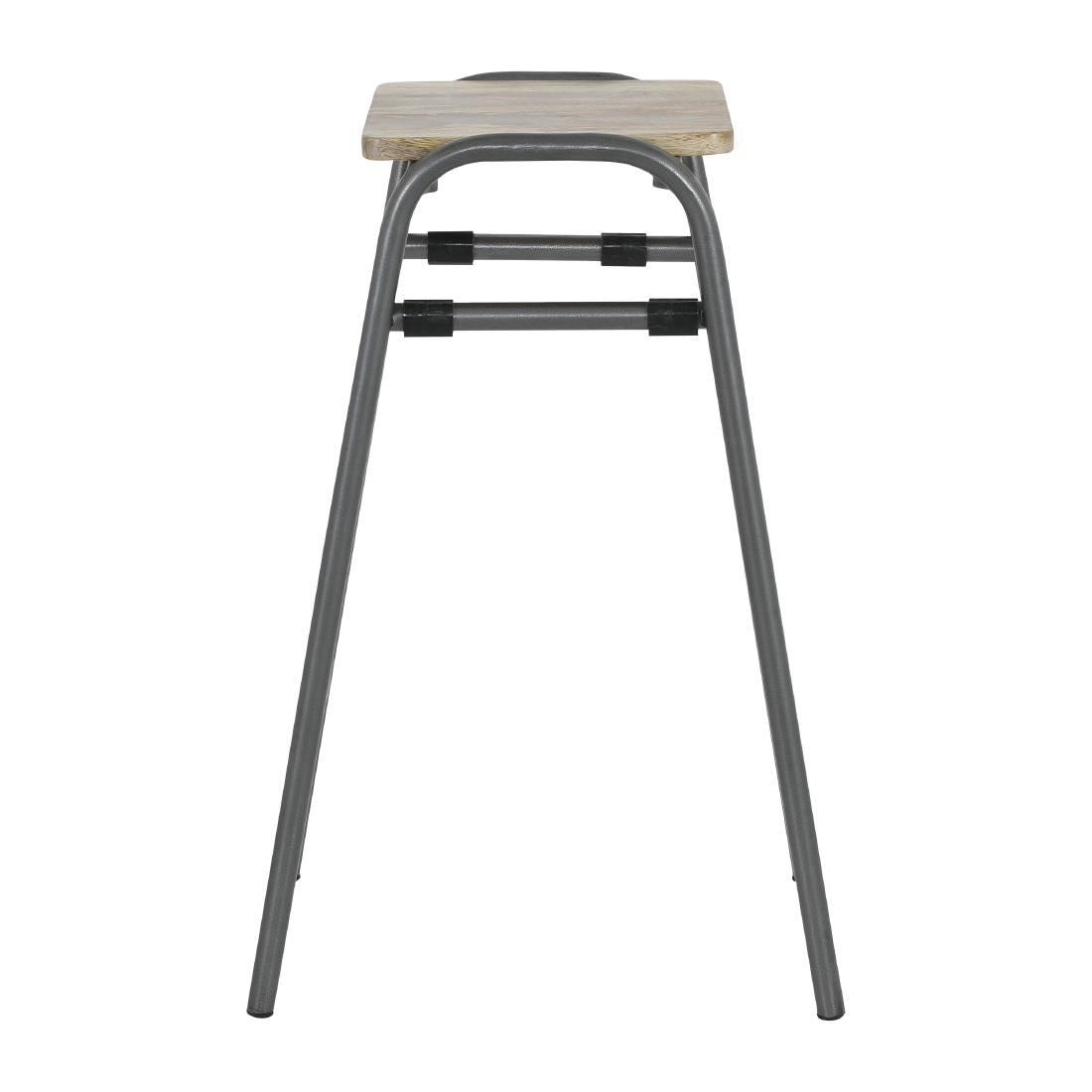 Bolero Cantina Compact Bar Stools with Mango Wood Seat Pad Gunmetal (4 Pack)