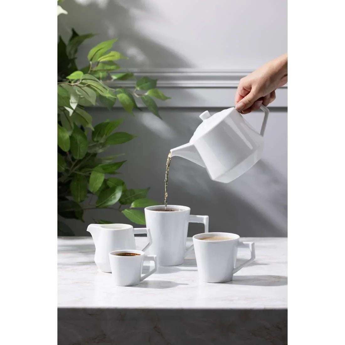 HZ864 Olympia Whiteware Deco Teapot 820ml (Box 2)