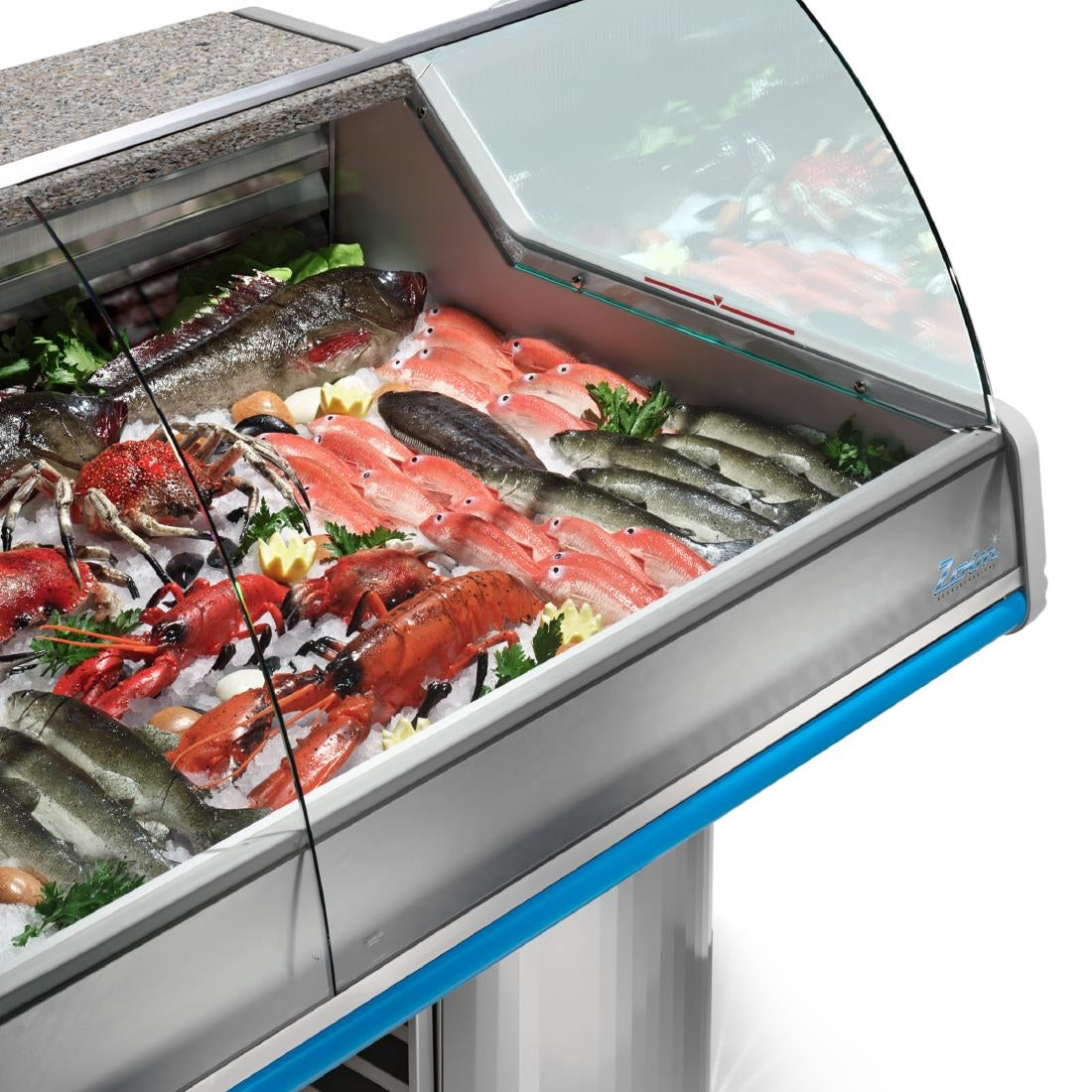 HZ879-150 - Zoin Saigon Fish Counter Grey with Azure Trim 1500mm