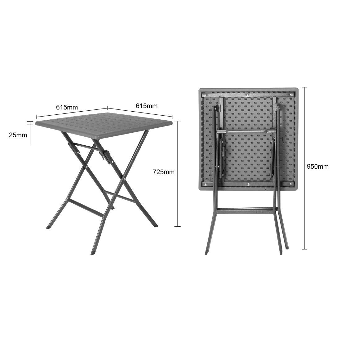 HZ890 Bolero Square Folding HDPE Table Wood Effect - 620mm