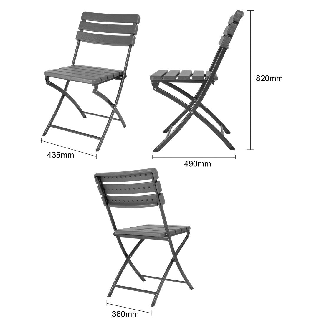 HZ891 Bolero Folding PE Chair Grey Wood Effect (Set 2)