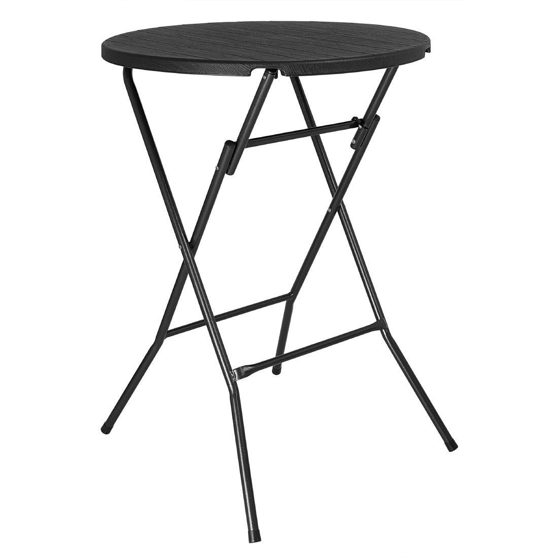 HZ892 Bolero Folding HDPE Bar Table Black Wood Design - 800mm