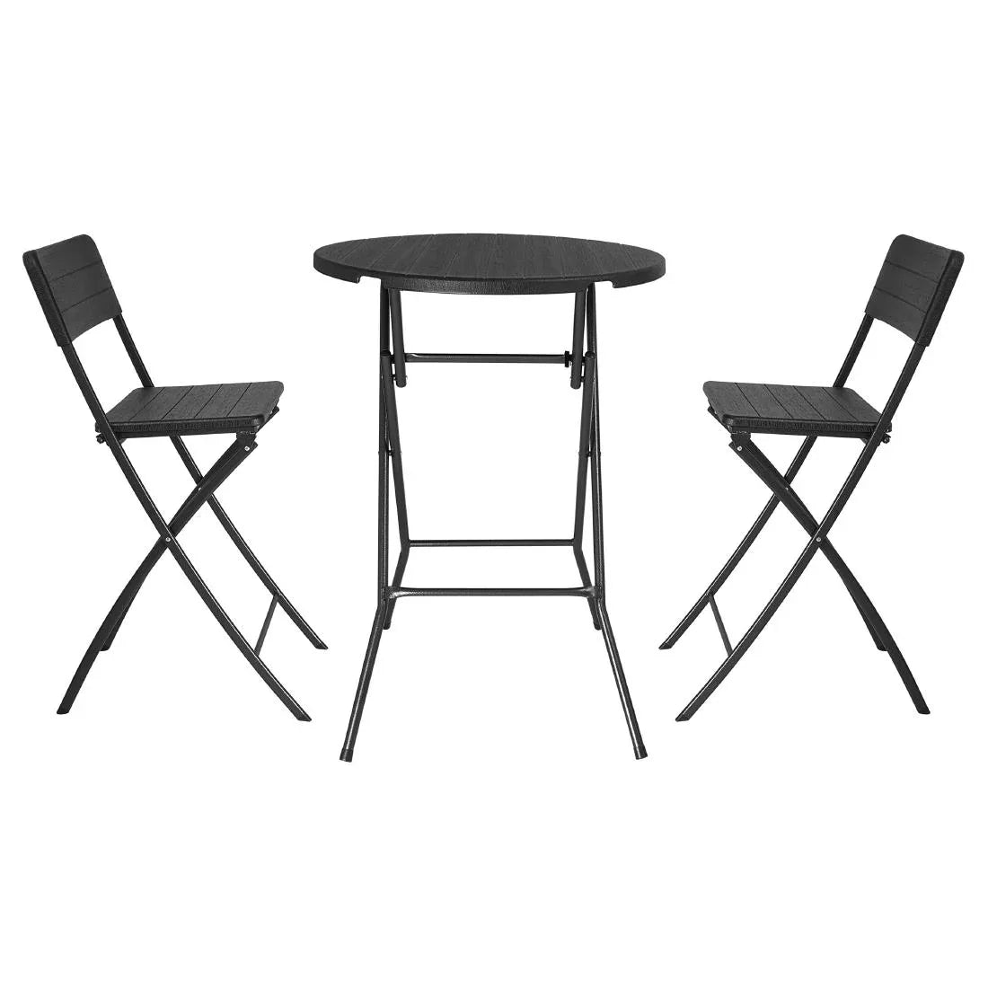 HZ892 Bolero Folding HDPE Bar Table Black Wood Design - 800mm