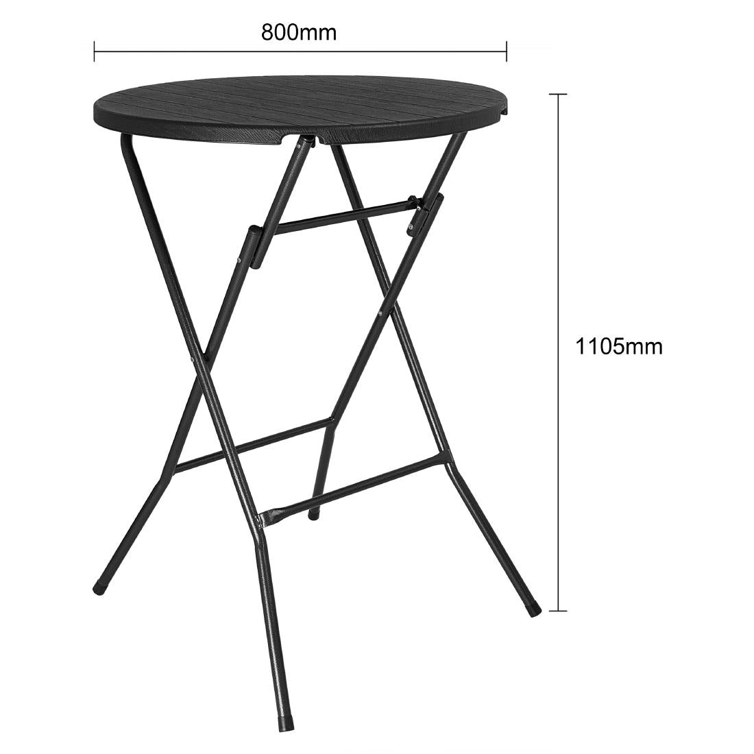 HZ892 Bolero Folding HDPE Bar Table Black Wood Design - 800mm