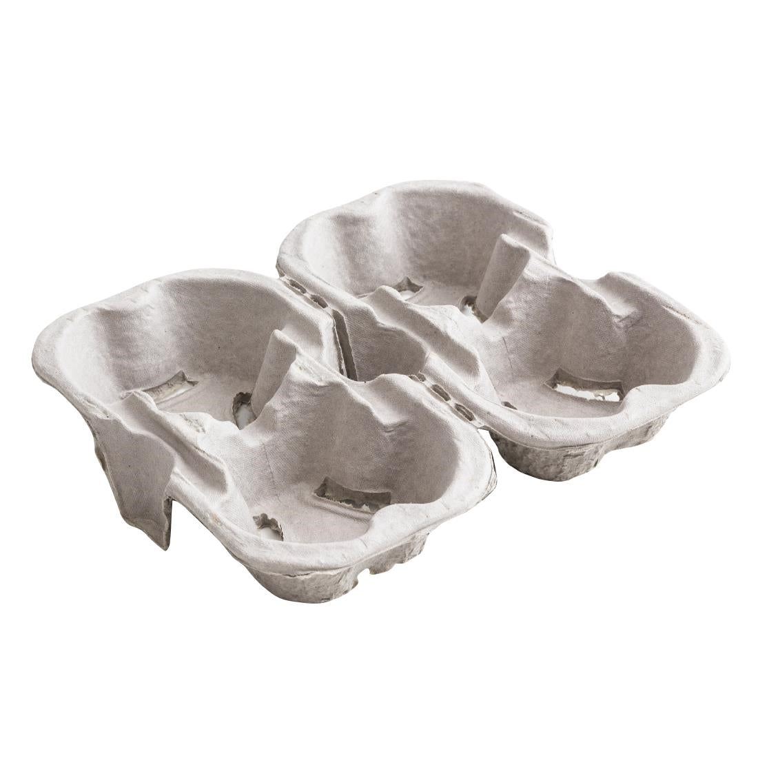 HZ938 Vegware Moulded Pulp Fibre Splitable 4-Cup Carry Trays (160 Pack)