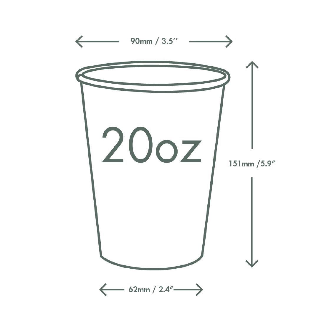HZ942 Vegware Paper Cold Cups 89-Series 20oz/500ml (1000 Pack)