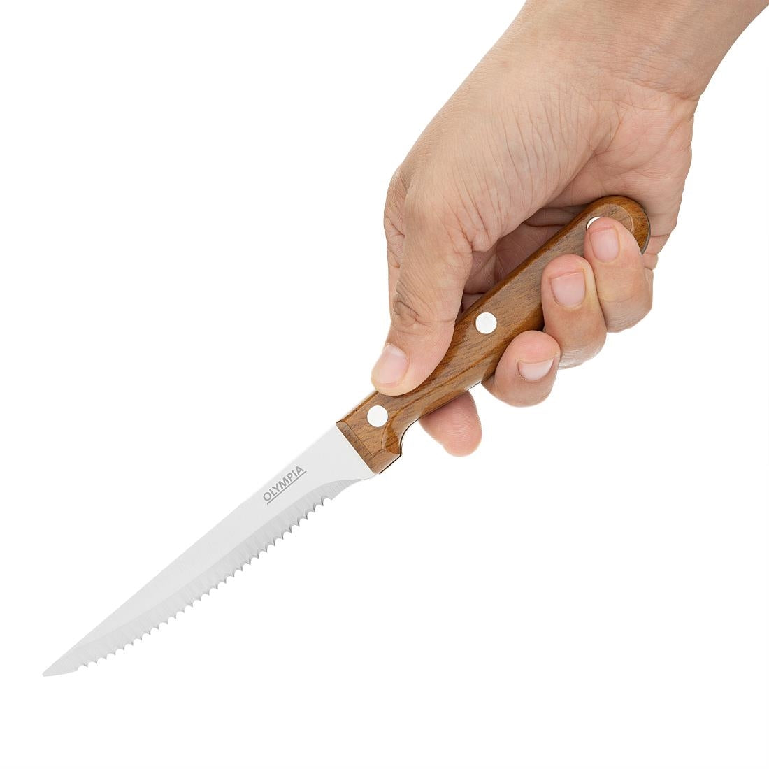 HZ970 Olympia Steak Knives PP Wood Effect Handle (Box 12)