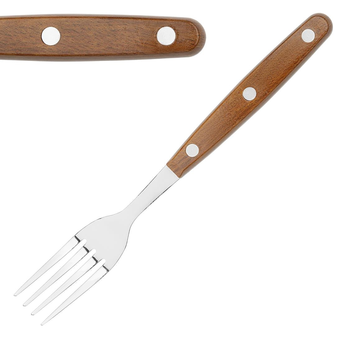 HZ971 Olympia Steak Forks PP Wood Effect Handle (Box 12)