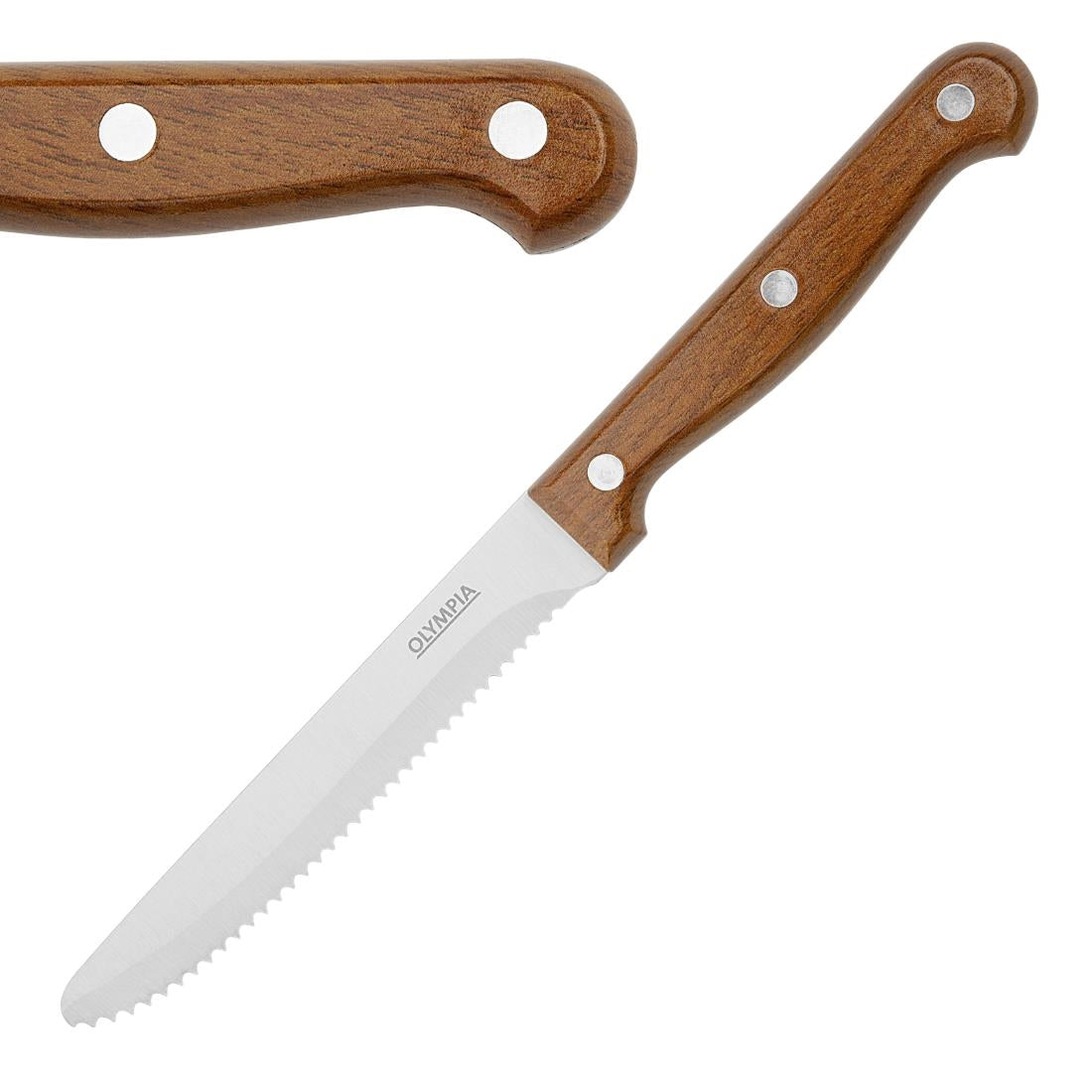 HZ972 Olympia Rounded Steak Knife PP Wood Effect Handle (Box 12)