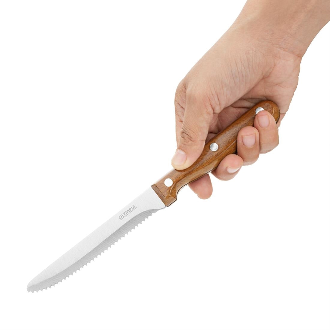 HZ972 Olympia Rounded Steak Knife PP Wood Effect Handle (Box 12)