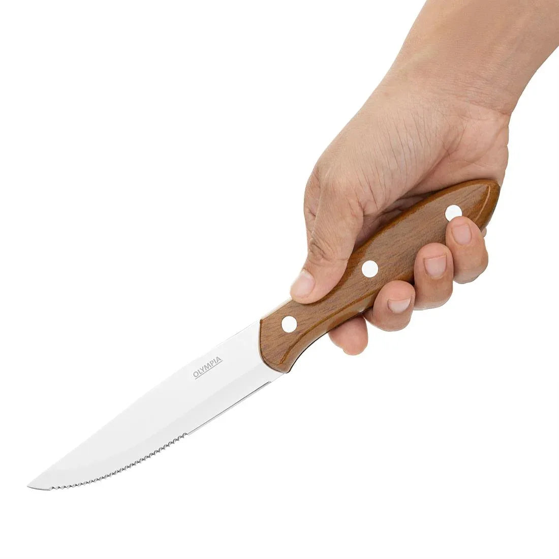 HZ973 Olympia Jumbo Steak Knife PP Wood Effect Handle (Box 12)