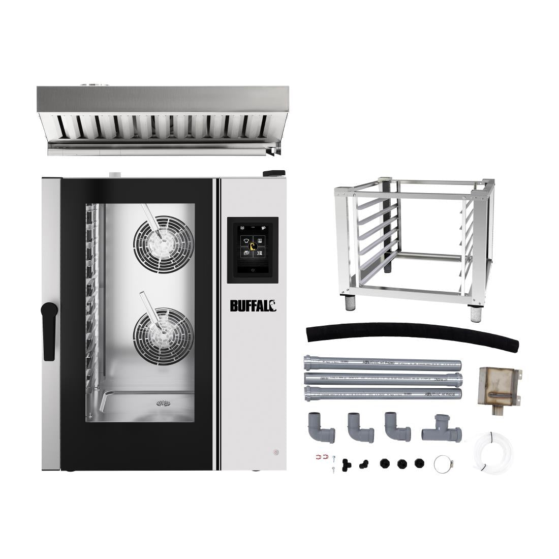 HZ980 - Buffalo Smart Touchscreen Combi Oven 11 x GN 1/1 w/stand Hood & Installation Kit