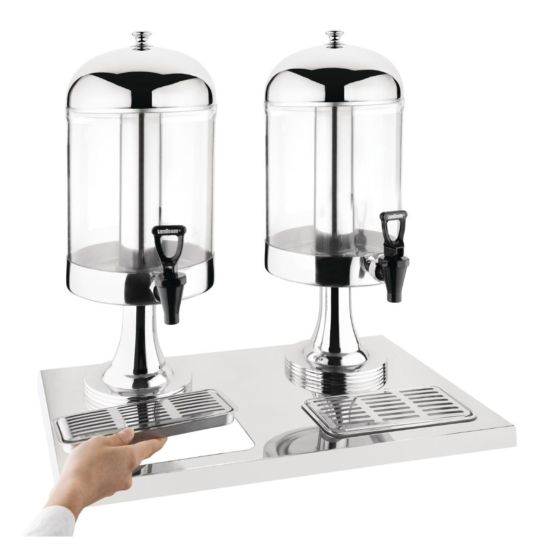 J184 Olympia Double Juice Dispenser with Drip Tray