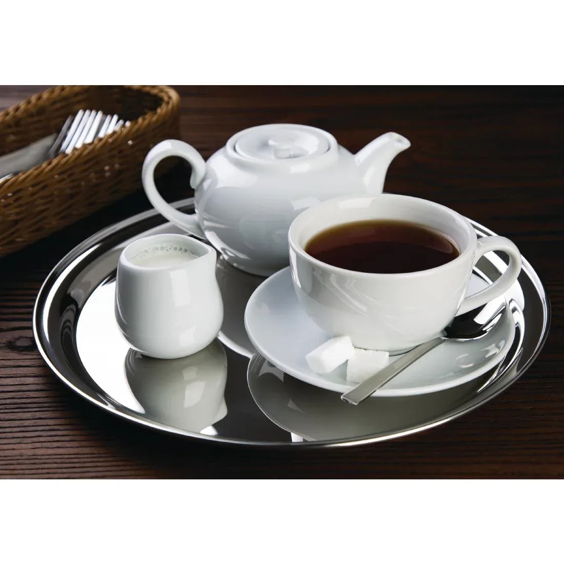 J828 Olympia Stainless Steel Round Service Tray 305mm - JD Catering Equipment Solutions Ltd