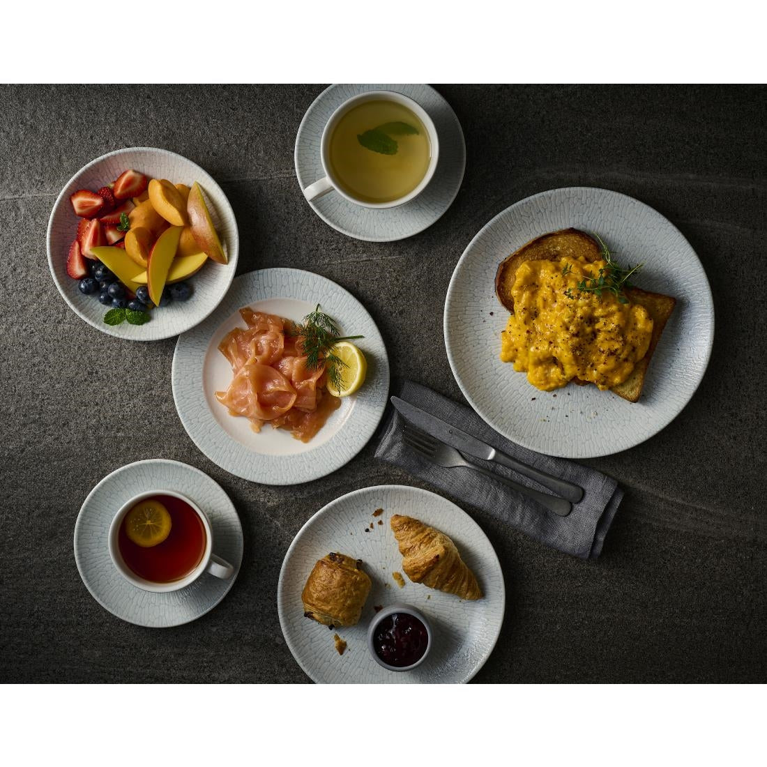 JA090 - Churchill Delta Grey Saucers 156mm (12 Pack)