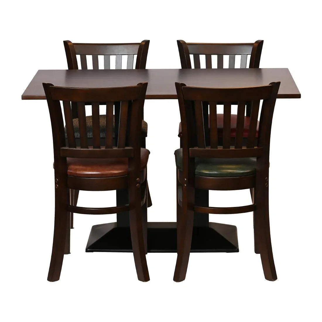 JA203 - Turin Dining Table with 4 Manhattan Chairs in Dark Walnut with Bison Bordeaux