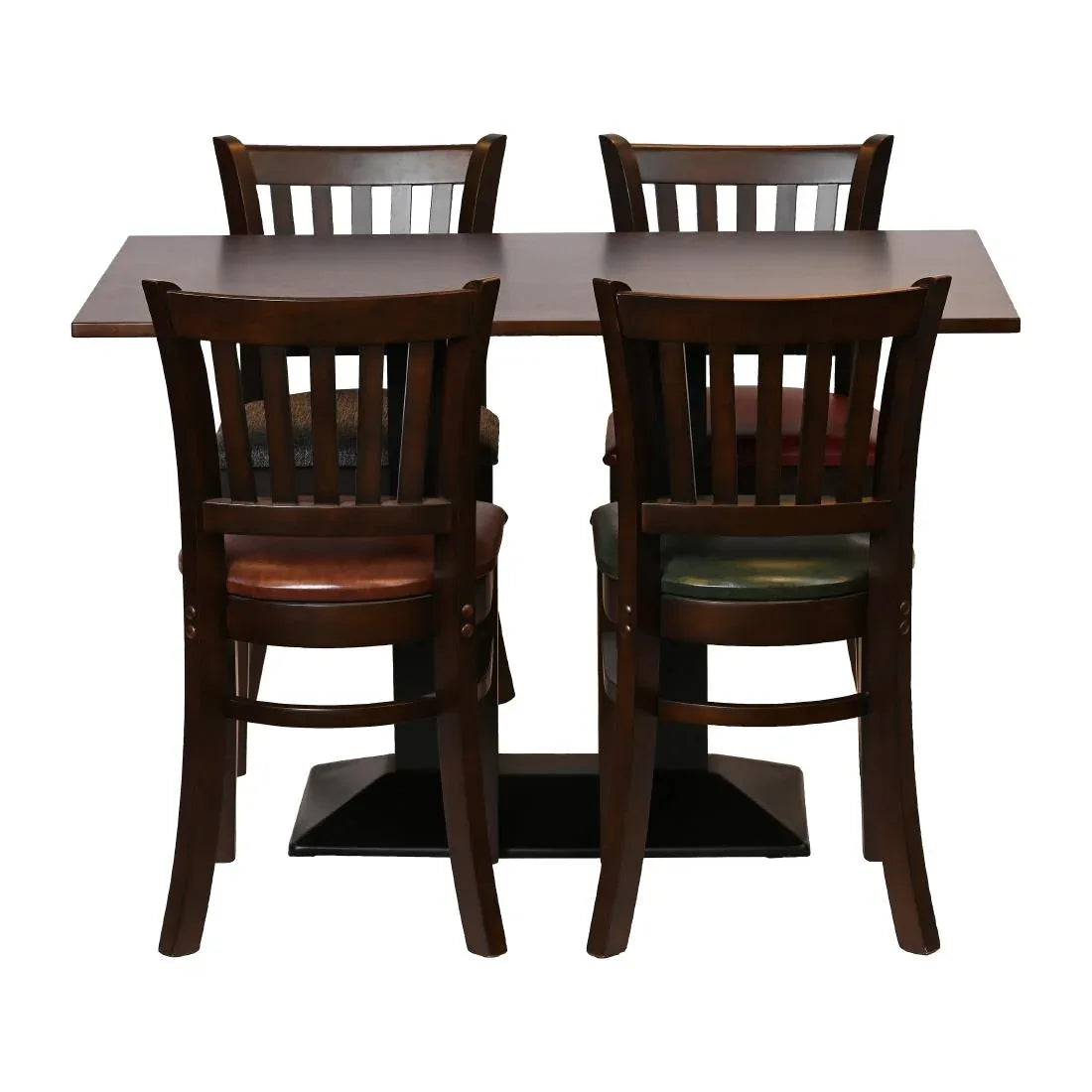 JA206 - Turin Dining Table with 4 Manhattan Chairs in Dark Walnut with Shetland Scarlett