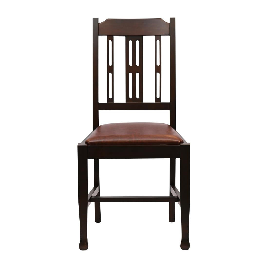 JA272 Lattice Back Dining Chair in Dark Walnut with Bison Espresso Seat (6 Pack)