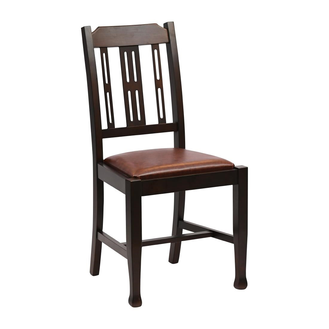 JA272 Lattice Back Dining Chair in Dark Walnut with Bison Espresso Seat (6 Pack)