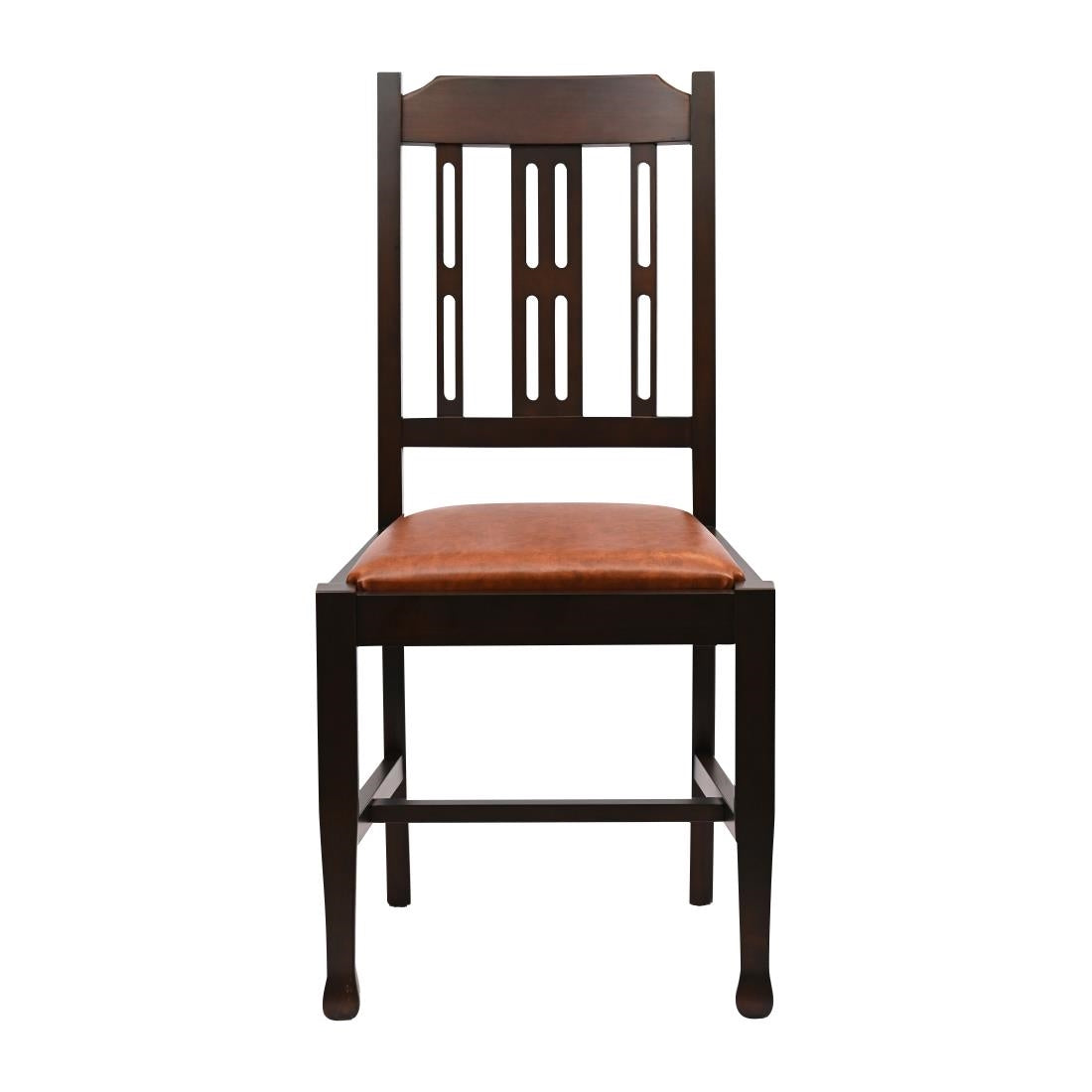 JA273 Lattice Back Dining Chair in Dark Walnut with Bison Tan Seat (6 Pack)