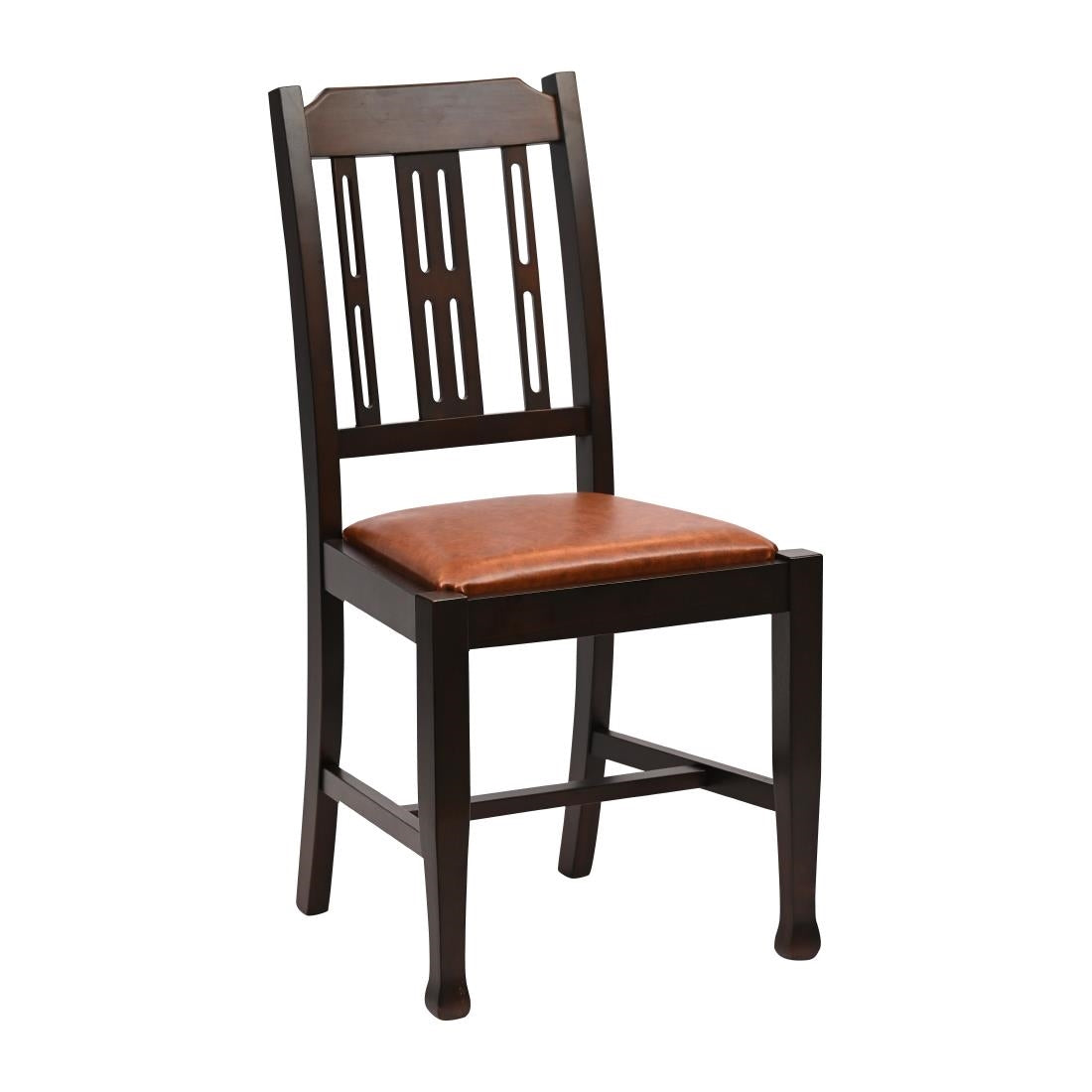 JA273 Lattice Back Dining Chair in Dark Walnut with Bison Tan Seat (6 Pack)