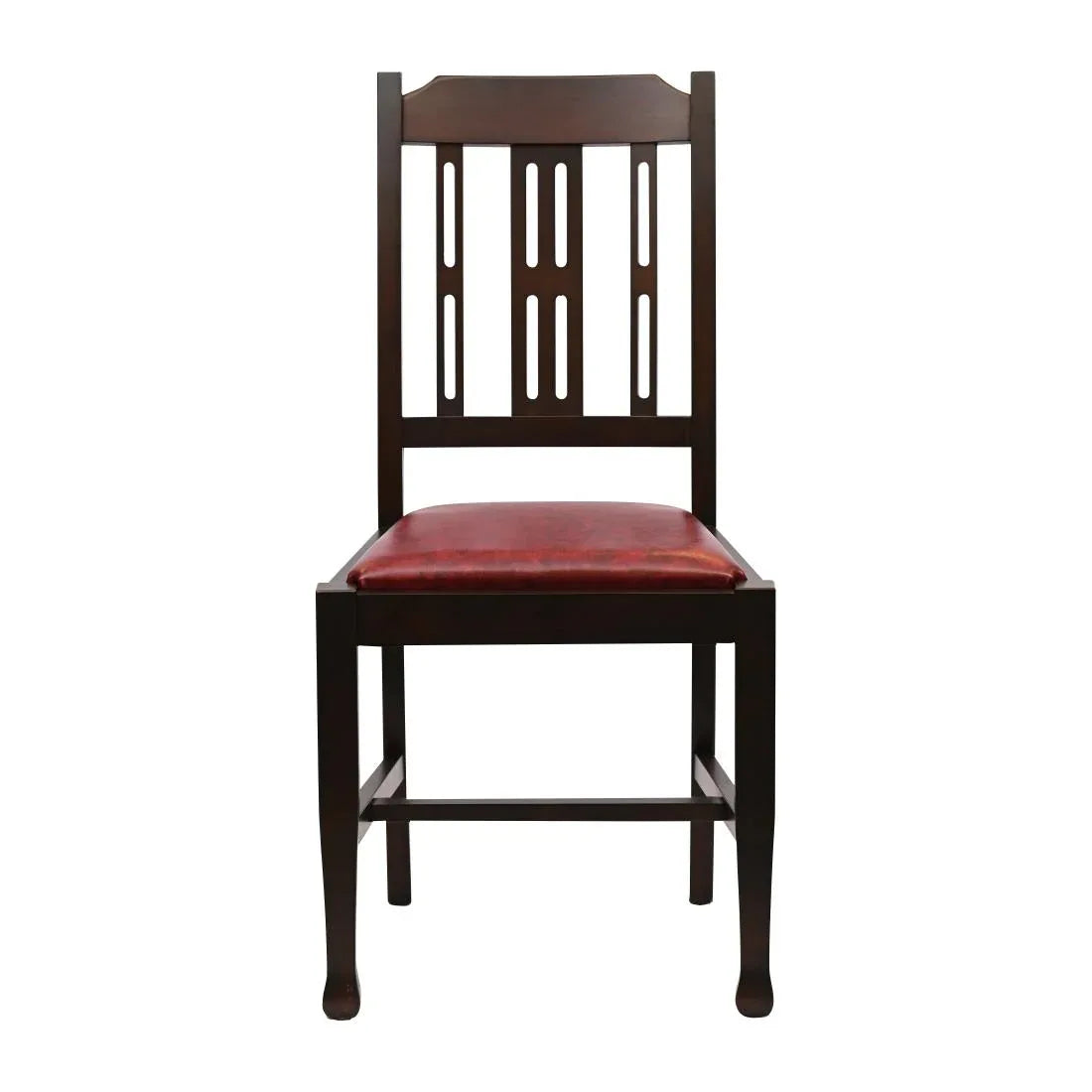 JA275 Lattice Back Dining Chair in Dark Walnut with Bison Bordeaux Seat (6 Pack)