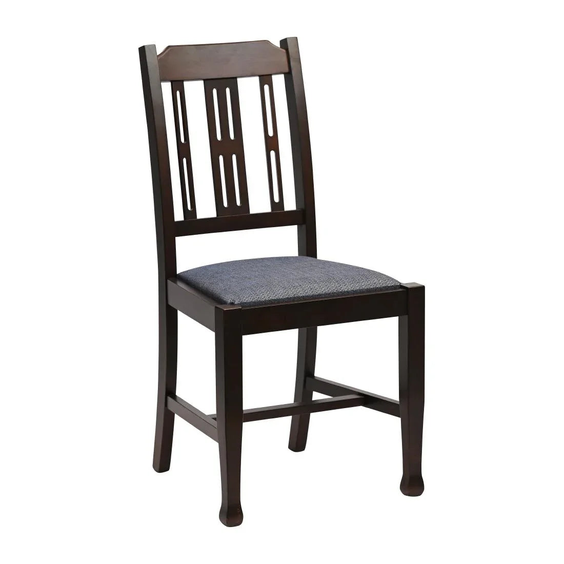 JA279 Lattice Back Dining Chair in Dark Walnut with Shetland Sea Seat (6 Pack)