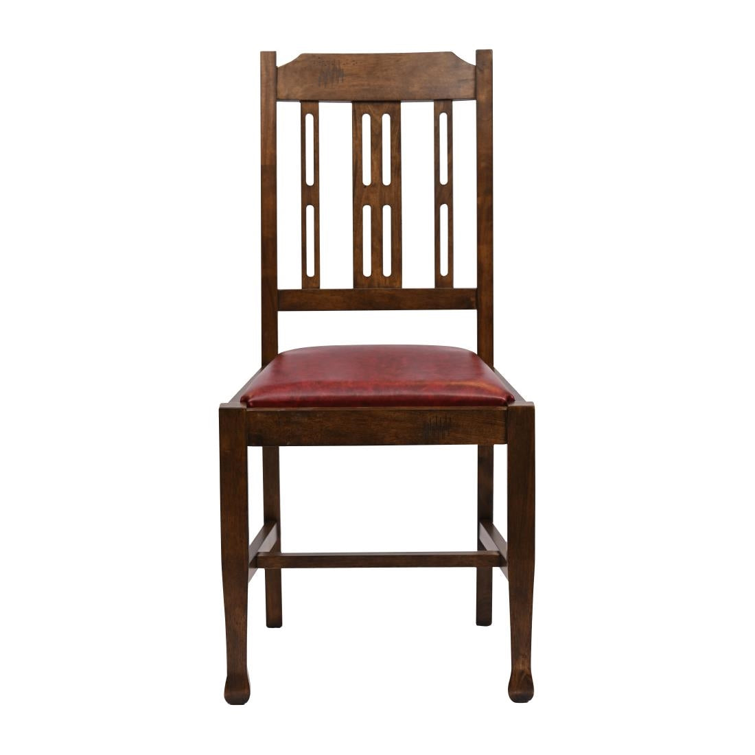JA283 Lattice Back Dining Chair in Vintage Wood with Bison Bordeaux Seat (6 Pack)
