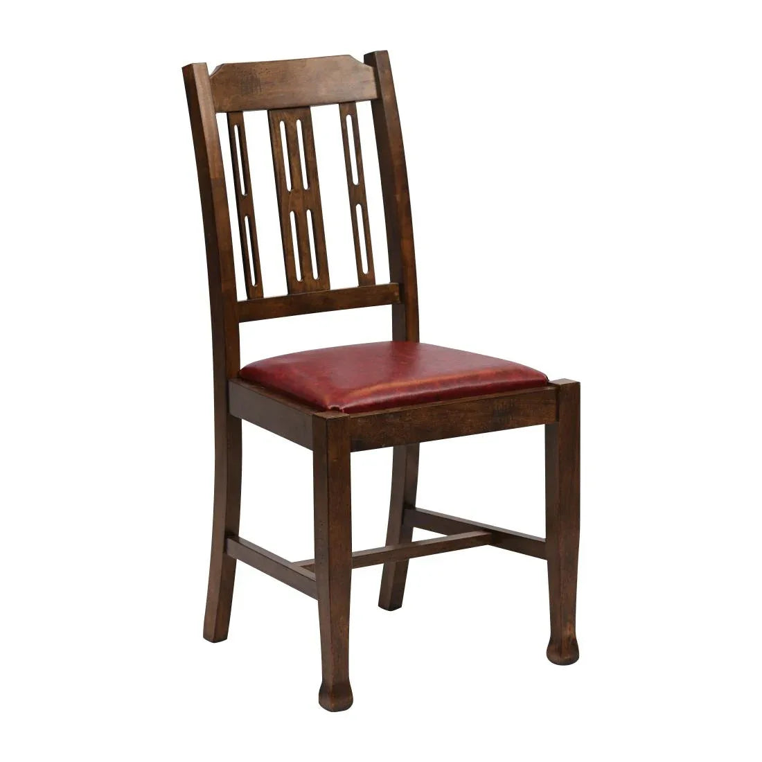 JA283 Lattice Back Dining Chair in Vintage Wood with Bison Bordeaux Seat (6 Pack)