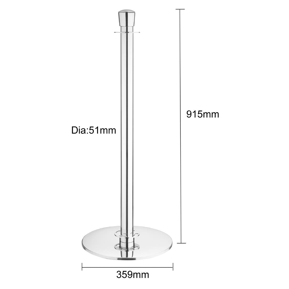 JA342 Bolero Flat Base Barrier Banner Post Polished Stainless Steel (Set 2)