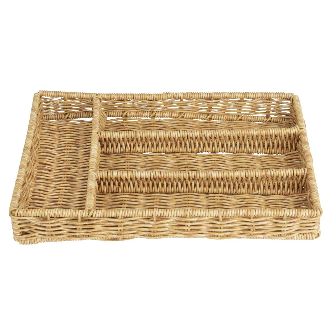 JA350 Olympia Cutlery Organiser Light Polywicker - 340x250x50mm