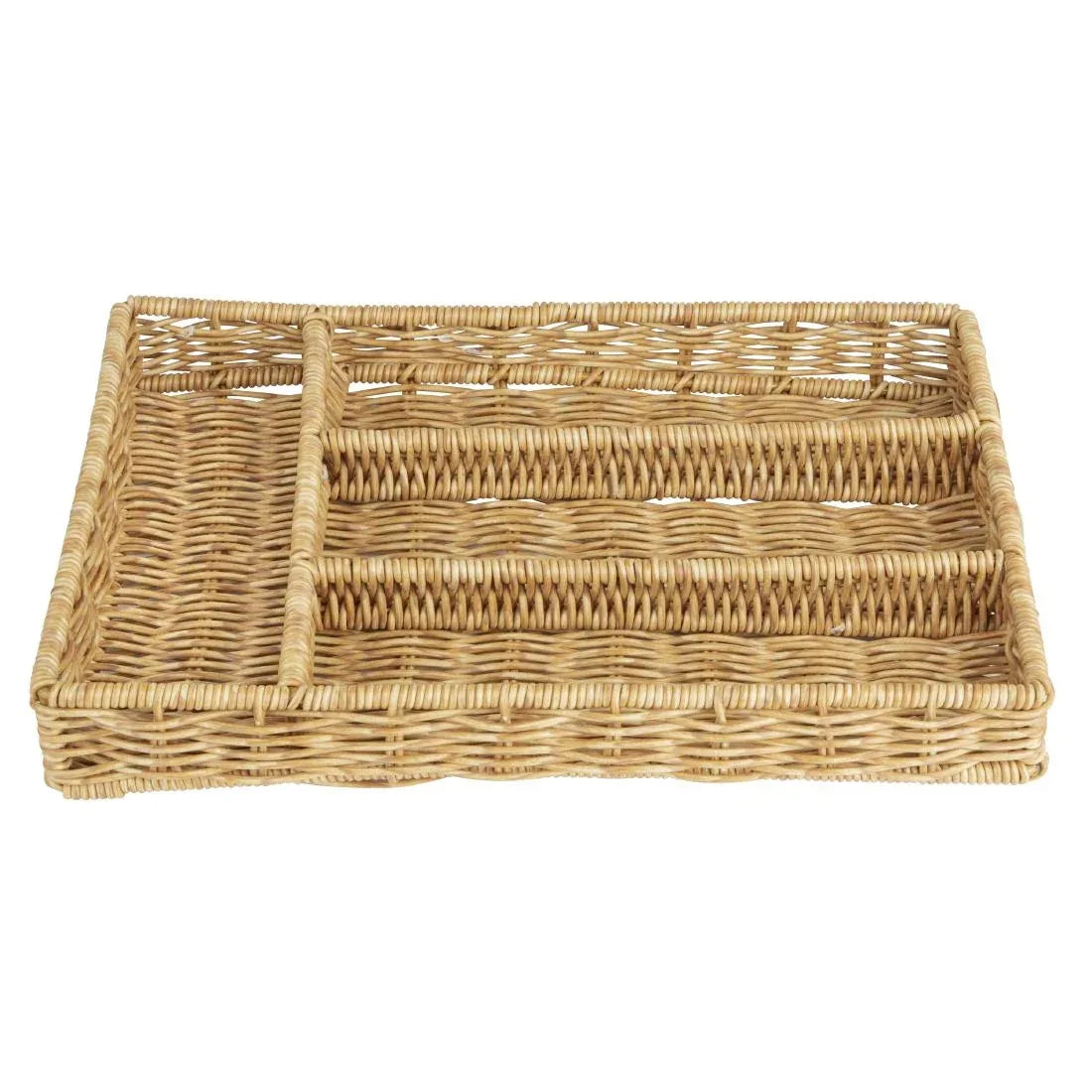 JA350 Olympia Cutlery Organiser Light Polywicker - 340x250x50mm