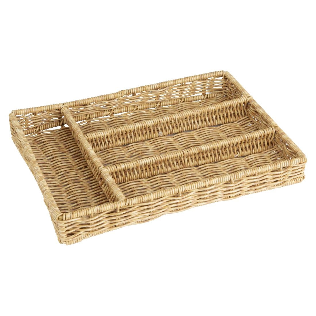JA350 Olympia Cutlery Organiser Light Polywicker - 340x250x50mm
