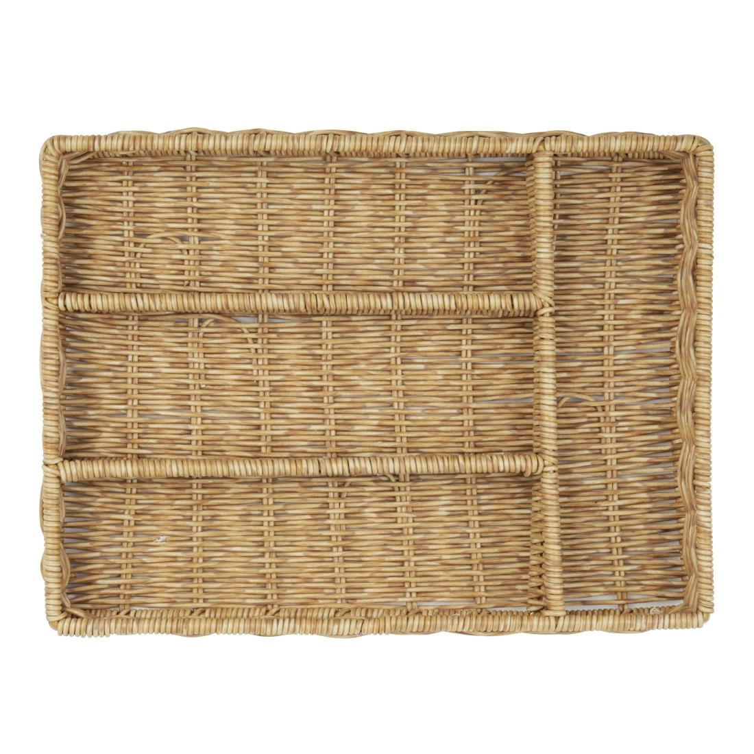 JA350 Olympia Cutlery Organiser Light Polywicker - 340x250x50mm
